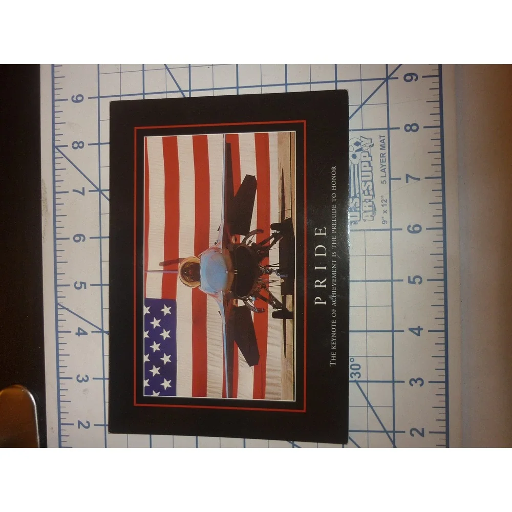 Vtg 1995 Mach 1 F-16 Fighting Falcon Pride American Flag Greeting Card NCG-9013